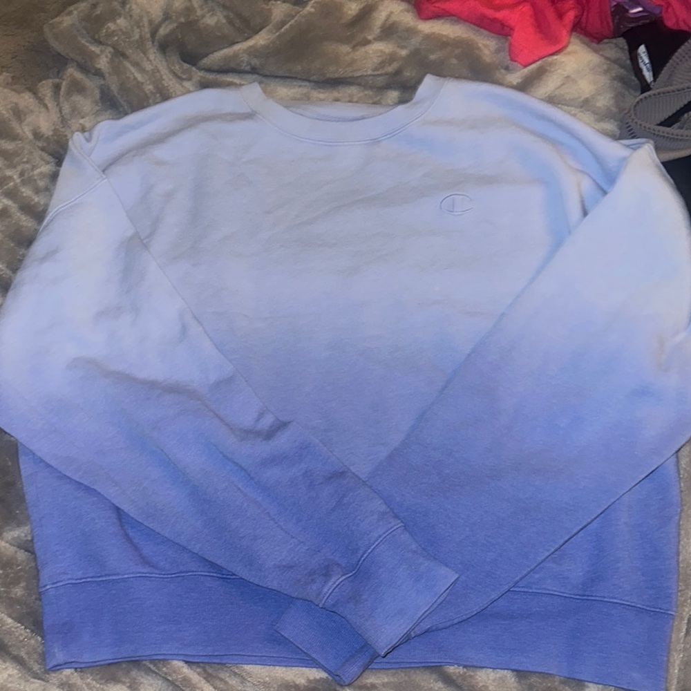 Champion Blue Crewneck Sweater Gradient Design